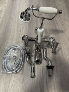 TRADITIONAL DECK MOUNTED BSM IN CHROME WITH SHOWER HANDSET & HOSE - RRP £405: LOCATION - R4