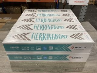 (COLLECTION ONLY) 1 LOT = 10 PACKS OF KRONOTEX HERRINGBONE FLOORING 665 X 133 X 8MM IN DARK OAK 12M SQ APPROX - RRP £560: LOCATION - B1