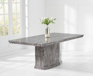 (COLLECTION ONLY) CARVELLE/CALVERA GREY MARBLE 160CM DINING TABLE - RRP £1099: LOCATION - B1