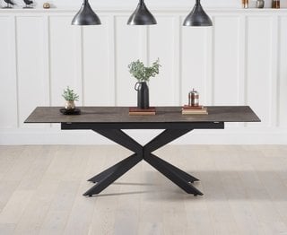 BOSTON 180CM EXTENDING 4MM MINK CERAMIC AND 8MM GLASS DINING TABLE - RRP £799: LOCATION - B2