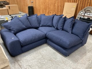 LOAF.COM WODGE MODULAR STYLE CORNER SOFA IN NIGHT OWL BLUE CLEVER WOOLLEY FABRIC - RRP £4195: LOCATION - D3