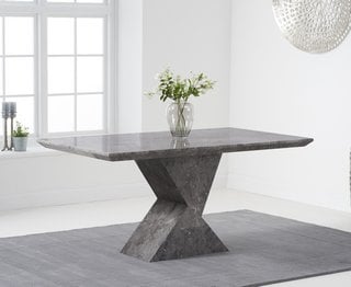 (COLLECTION ONLY) AARON/ANDRE 160CM GREY MARBLE DINING TABLE - RRP £849: LOCATION - B2