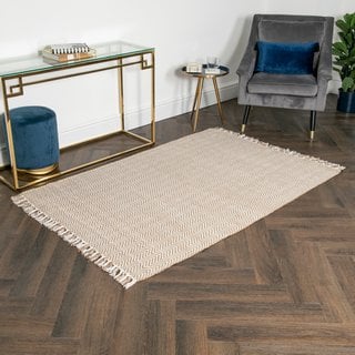 ZIG ZAG JUTE AND COTTON LARGE FLOOR RUG IN NATURAL : SIZE 160 X 230CM - RRP £280: LOCATION - D3