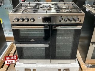 BELLING COOKCENTRE X90G RANGE COOKER IN BLACK AND STAINLESS STEEL : MODEL BELCOOKCENTREX90G - RRP £1329: LOCATION - D3