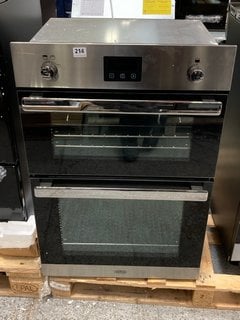 BELLING BUILT IN DOUBLE GAS OVEN IN BLACK AND STAINLESS STEEL FINISH : MODEL BELBI902G - RRP £665: LOCATION - D3