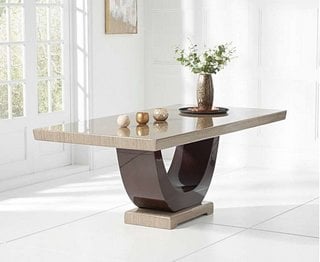 NOVARA 170CM MARBLE DINING TABLE - BROWN - RRP £999: LOCATION - B2