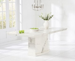 (COLLECTION ONLY) CARVELLE/CALVERA WHITE MARBLE 160CM DINING TABLE - RRP £999: LOCATION - B2