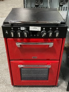 STOVES RICHMOND 600DF DOUBLE GAS COOKER WITH HOB IN RED AND BLACK : MODEL STRICH600DF - RRP £899: LOCATION - D3