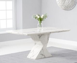 (COLLECTION ONLY) AARON/ANDRE 160CM WHITE MARBLE DINING TABLE - RRP £899: LOCATION - B3