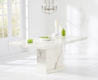 (COLLECTION ONLY) CARVELLE/CALVERA WHITE MARBLE 200CM DINING TABLE - RRP £999: LOCATION - B3