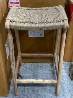 NKUKU VINAY WOVEN COUNTER STOOL - NATURAL - ONE SIZE - RRP £195: LOCATION - A3