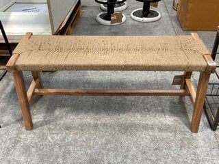 NKUKU AMHARA ACACIA & JUTE WOVEN BENCH - NATURAL - ONE SIZE - RRP £295: LOCATION - A3