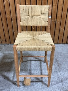 NKUKU LOHANDA ACACIA & MUNJA GRASS COUNTER CHAIR - NATURAL - ONE SIZE - RRP £350: LOCATION - A3