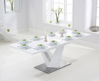 SANTINO HIGH GLOSS 160-220 EXT WHITE TABLE - RRP £849: LOCATION - B3