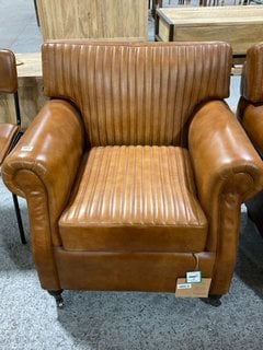 NKUKU NARWANA RIBBED LEATHER ARMCHAIR - AGED TAN - RRP £1500: LOCATION - A4