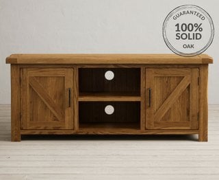 COUNTRY RUSTIC/BRANTHAM RUSTIC SOLID OAK WIDESCREEN TV CABINET - RRP £529: LOCATION - A4