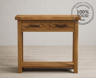 COUNTRY RUSTIC/BRANTHAM RUSTIC SOLID OAK 2 DRAWER CONSOLE TABLE - RRP £299: LOCATION - A5