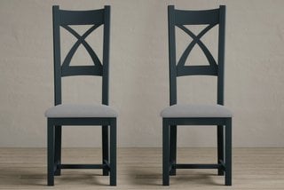 XBACK/CROSSLEY CHAIR FRAME - DARK BLUE PAINTED - PAIR - WITH SILVER PADS - RRP £280: LOCATION - A5