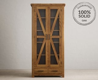 COUNTRY RUSTIC/BRANTHAM RUSTIC SOLID OAK GLAZED DISPLAY CABINET - RRP £499: LOCATION - A5