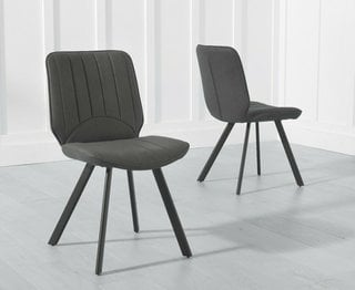 HENDRICK GREY FAUX LEATHER DINING CHAIR - PAIR - RRP £210: LOCATION - A5