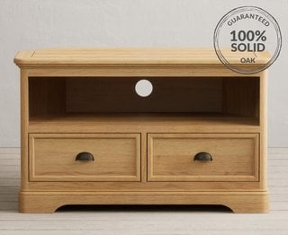 CAMBRIDGE/BYFORD/BRIDSTOW NATURAL SOLID OAK CORNER TV CABINET - RRP £459: LOCATION - A6