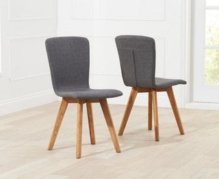 RUBEN/LUIS CHARCOAL GREY FABRIC DINING CHAIR - PAIR - RRP £290: LOCATION - A6