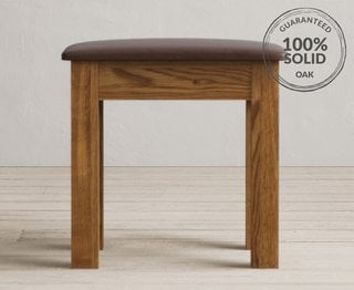 COUNTRY RUSTIC/BRANTHAM RUSTIC SOLID OAK AND LEATHER DRESSING TABLE STOOL - RRP £99: LOCATION - A6