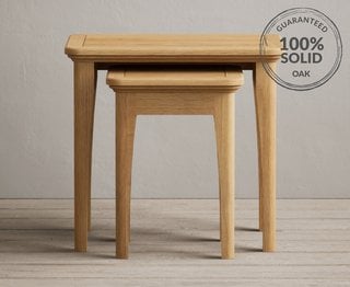 CAMBRIDGE/BYFORD/BRIDSTOW NATURAL SOLID OAK NEST OF TABLES - RRP £239: LOCATION - A6