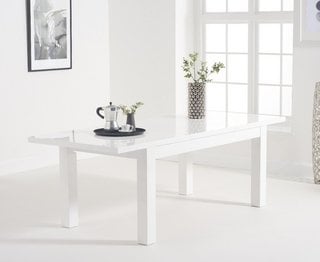 ATLANTA/AVA/ATHENS WHITE GLOSS 160-220CM EXTENDING TABLE - RRP £649: LOCATION - A6