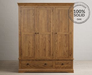 BURFORD RUSTIC SOLID OAK TRIPLE WARDROBE - RRP £1199: LOCATION - A6 (KERBSIDE PALLET DELIVERY)