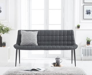 LARSON/CASPER GREY FAUX LEATHER BENCH - RRP £249: LOCATION - B4