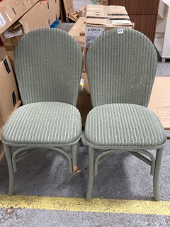 JOHN LEWIS & PARTNERS SET OF 2 WOVEN CANE DINING CHAIRS IN GREEN RRP - £179: LOCATION - C6