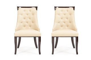 FRANCESCA CREAM FAUX LEATHER DINING CHAIRS - PAIR - RRP £430: LOCATION - B4