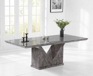 (COLLECTION ONLY) MILAN 220CM GREY MARBLE DINING TABLE - RRP £1099: LOCATION - B5