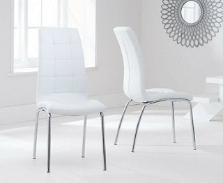 VIGO WHITE FAUX LEATHER HOOP LEG PU DINING CHAIR - PAIR - RRP £250: LOCATION - B5