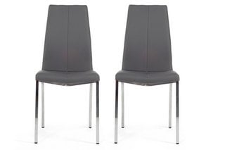 MARCO GREY FAUX LEATHER DINING CHAIR - PAIR - RRP £250: LOCATION - A1