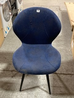 MODERN STYLE SCALLOPED DINING CHAIR IN BLUE AND BLACK FINISH: LOCATION - A1