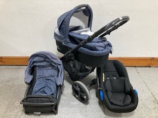 VENICCI 3 IN 1 TRAVEL SYSTEM WITH RAIN COVER IN BLACK & BLUE: LOCATION - A3