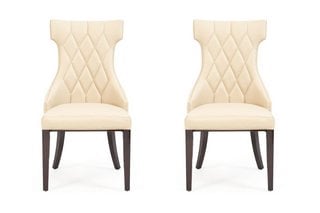 SOPHIA CREAM FAUX LEATHER DINING CHAIRS - PAIR - RRP £490: LOCATION - B1