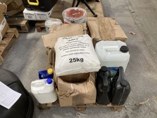 (COLLECTION ONLY) PALLET OF ASSORTED CHEMICALS TO INCLUDE 2 X MAZDA SUPRA-X 5L ENGINE OIL (PLEASE NOTE: 18+YEARS ONLY. ID MAY BE REQUIRED): LOCATION - B3