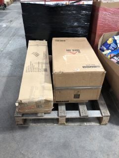 PALLET OF ASSORTED FURNITURE ITEMS TO INCLUDE SATURN METAL BED FRAME IN MATTE DARK GREY: LOCATION - B8