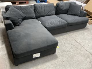 AUGUST LARGE DARK GREY LEFT HAND 4 SEATER CORNER SOFA - RRP £829.99: LOCATION - A1