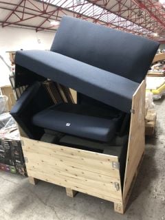 PALLET OF ASSORTED FURNITURE ITEMS (SPARES & REPAIRS) TO INCLUDE PARTIAL MANUAL RECLINER ARMCHAIR IN GREY FABRIC: LOCATION - A8 (KERBSIDE PALLET DELIVERY)