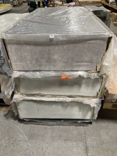 3 X PARTIAL DIVAN BED BASES IN SILVER CRUSHED VELVET WITH UNDERBED DRAWERS: LOCATION - B2