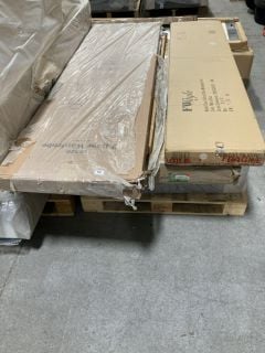 PALLET OF ASSORTED FURNITURE ITEMS TO INCLUDE PARTIAL DIVAN BED BASE IN SILVER CRUSHED VELVET: LOCATION - B2 (KERBSIDE PALLET DELIVERY)