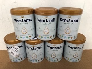 7 X 800G TUBS OF KENDAMIL TODDLER MILK POWDER- BBE 15/03/26: LOCATION - D4