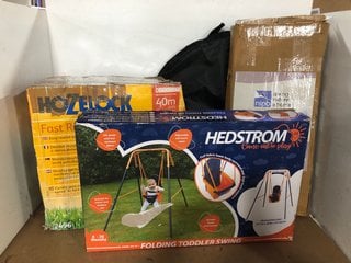 4 X ASSORTED OUTDOOR ITEMS TO INCLUDE HEDSTROM FOLDING TODDLER SWING: LOCATION - D6