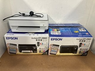 3 X ASSORTED PRINTERS TO INCLUDE EPSON ECOTANK-2860 PRINTER IN BLACK: LOCATION - D15