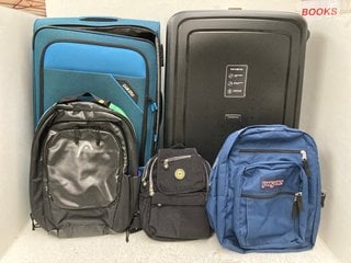 3 X ASSORTED BACKPACKS TO INCLUDE SAMSONITE SUITCASE IN BLACK TO INCLUDE PAKLITE MEDIUM SUITCASE: LOCATION - D16