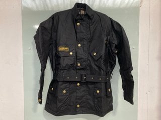 BARBOUR INTERNATIONAL ORIGINAL WAXED JACKET IN BLACK - SIZE 44 - RRP £299: LOCATION - BOOTH